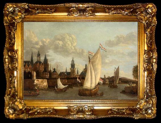 framed  Jacobus Vrel Capriccio View of Haarlem, ta009-2